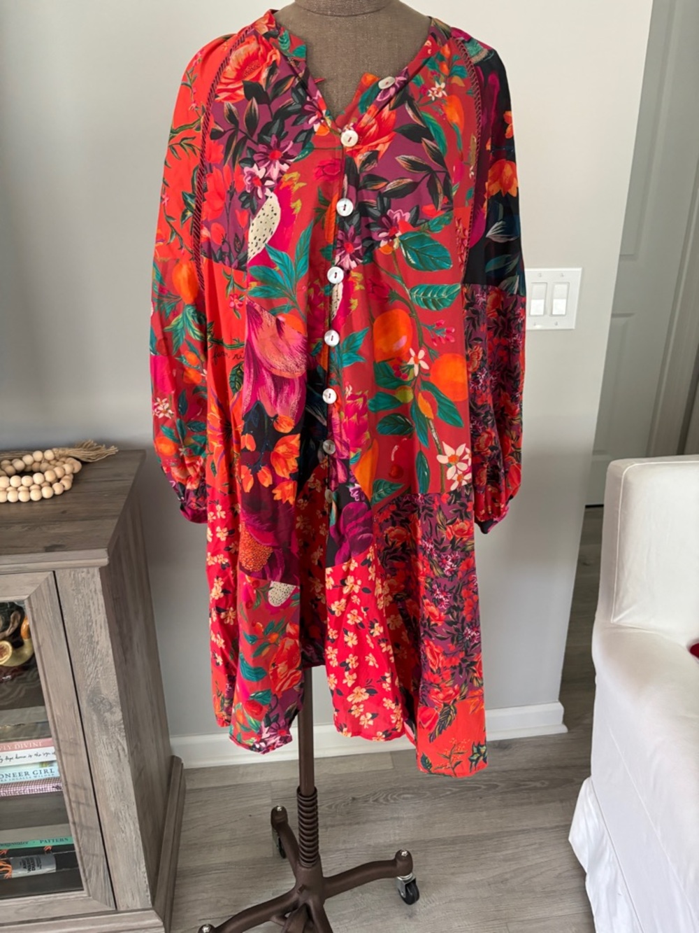 FARM Rio Floral Patchwork Dress in Red - Picture 2 of 7